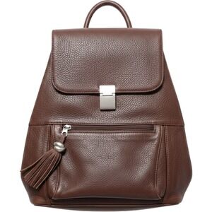 Carriage House Brown Pebbled Leather Backpack Purse Tassel SilverHardware